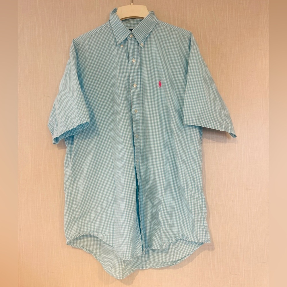 Ralph Lauren Aqua Checkered Button Down Shirt